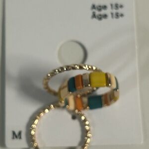 Colorful Gold-Tone Women's Ring Set